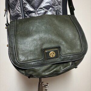 Marc by Marc Jacobs‎ Leather Crossbody Bag Olive Green Solid Turnlock Flap Small